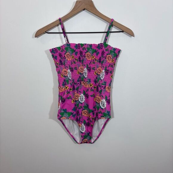 Jamie and Jack Recycled Floral Smocked Swimsuit Size 16 Phlox Pink Floral - Picture 5 of 16